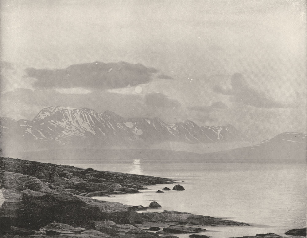 NORWAY. Tromso- The Midnight Sun on the Arctic Ocean 1895 old antique print